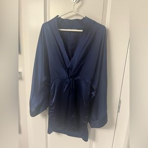 Navy blue silk mini dress